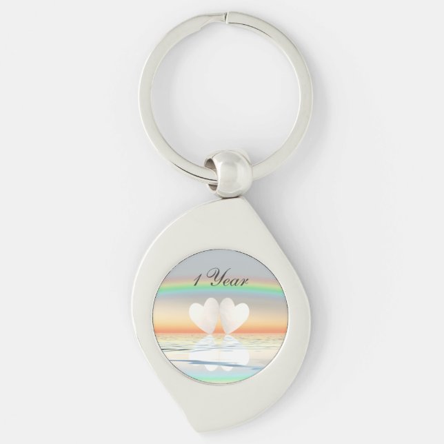 1st Anniversary Paper Hearts Key Ring (Front)