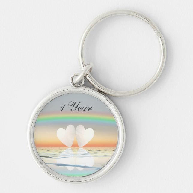 1st Anniversary Paper Hearts Key Ring (Front)
