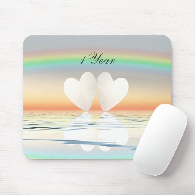 1st Anniversary Paper Hearts Mouse Pad (With Mouse)