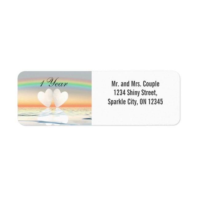 1st Anniversary Paper Hearts Return Address Label (Front)