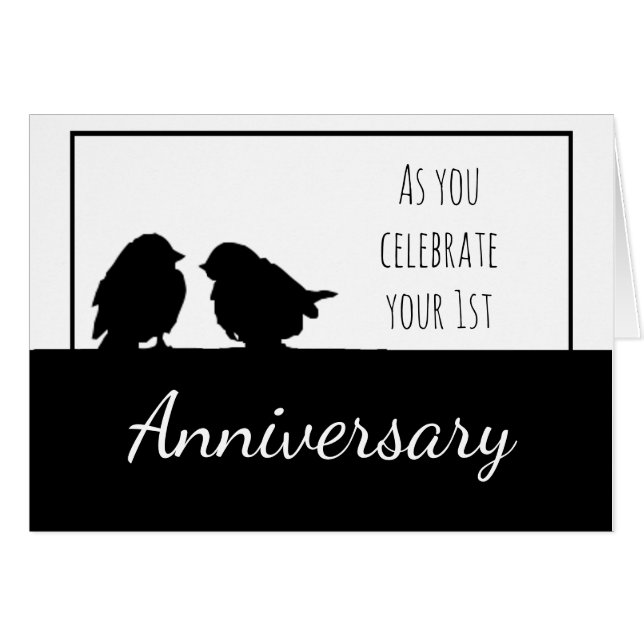 1st Anniversary Romantic Cute Birds Couple (Front Horizontal)