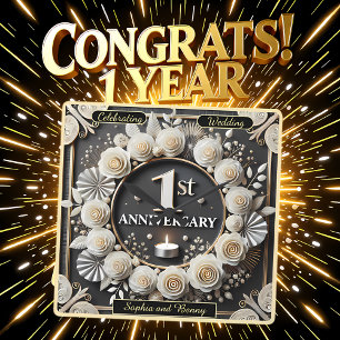 1st Anniversary Special Milestone Square Wall Clock