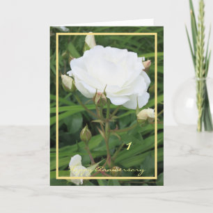 1st Anniversary Wishes Rose + Rose Buds Elegant Card
