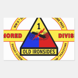 1ST ARMORED DIVISION "OLD IRONSIDES" RECTANGULAR STICKER