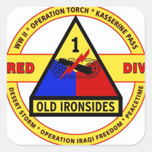 1ST ARMORED DIVISION "OLD IRONSIDES" SQUARE STICKER