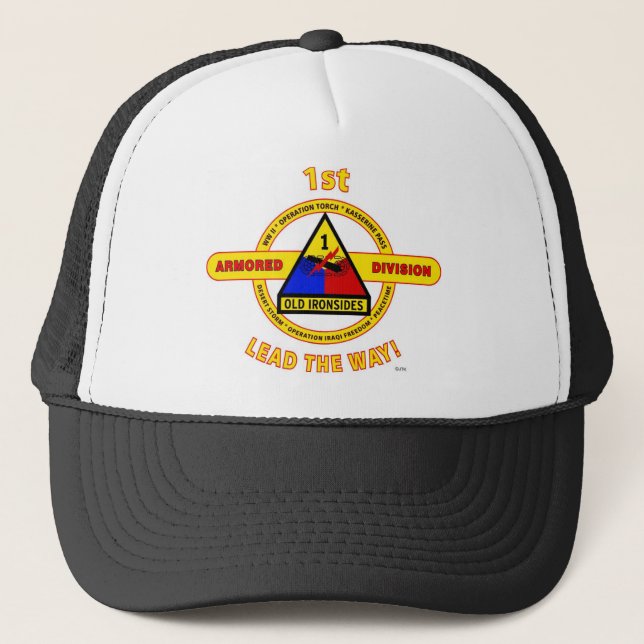 1ST ARMORED DIVISION "OLD IRONSIDES" TRUCKER HAT (Front)