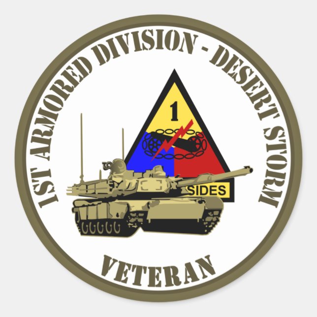 1st Armoured Division [1st AD] Classic Round Sticker (Front)