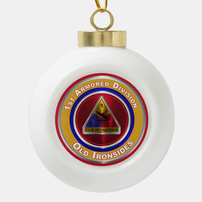 1st Armoured Division Keepsake Christmas  Ceramic Ball Christmas Ornament (Front)