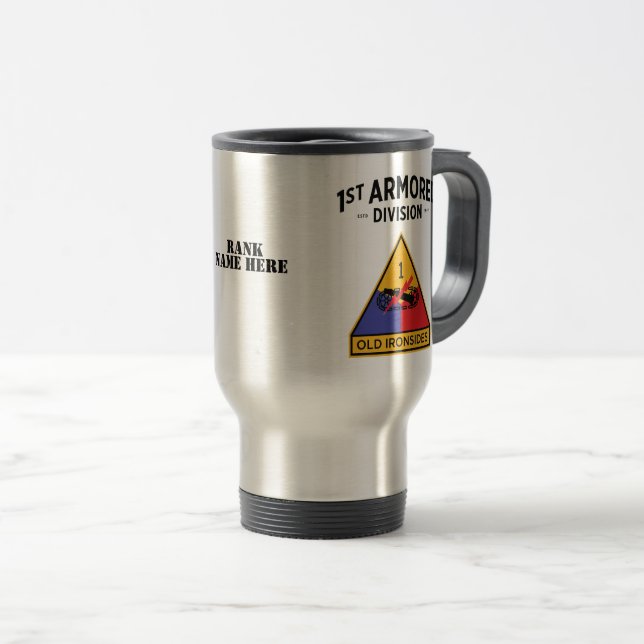 1st Armoured Division "Old Ironsides" Badge Travel Mug (Front Right)