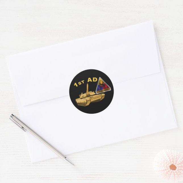 1st Armoured Division “Old Ironsides”  Classic Round Sticker (Envelope)