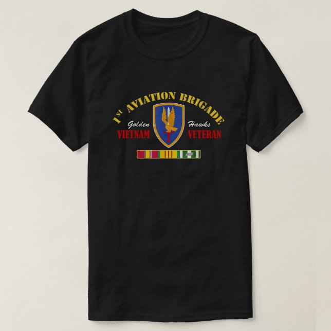 1st Aviation Brigade Vietnam Veteran Golden Hawks  T-Shirt (Design Front)