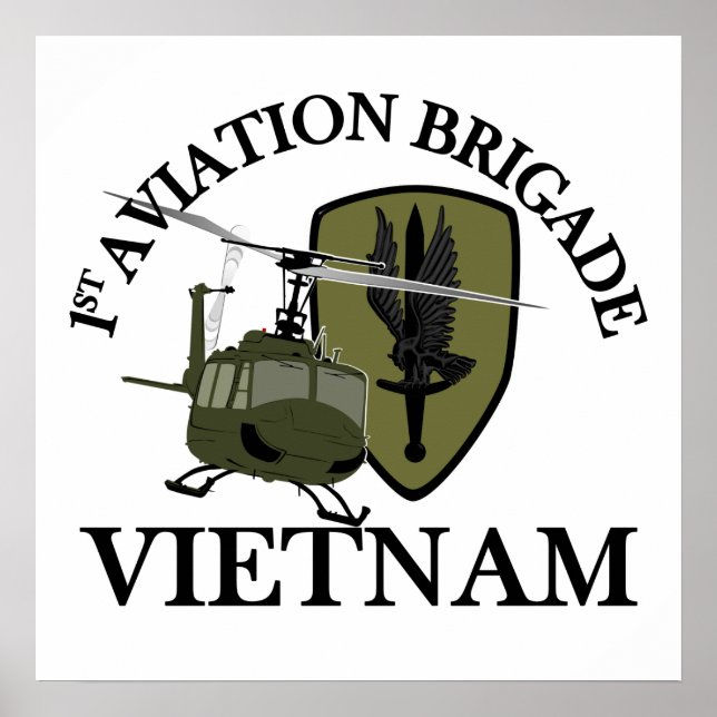 1st AVN BDE Vietnam Vet Huey Poster (Front)
