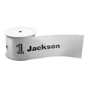 1st BABY Birthday Black Striped Big Number A20Z Satin Ribbon
