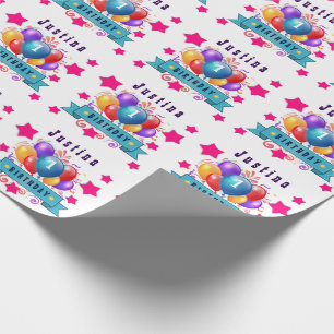 1st BABY Birthday Festive Colourful Balloons Wrapping Paper