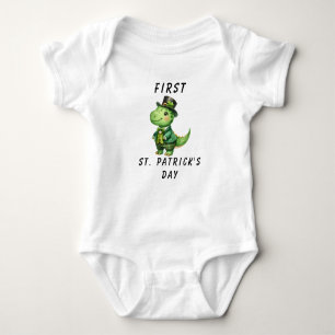 1st Baby Boy St. Patrick's Day Dinosaur Baby Bodysuit
