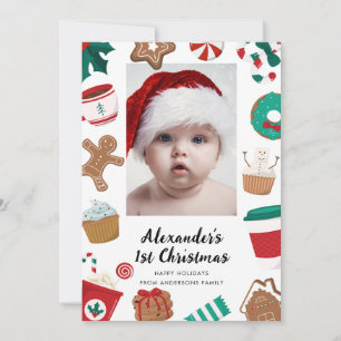 1st Baby Christmas Custom Photo Holiday Card