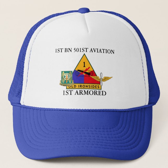 1ST BATTALION 501ST AVIATION 1ST ARMORED  TRUCKER HAT (Front)