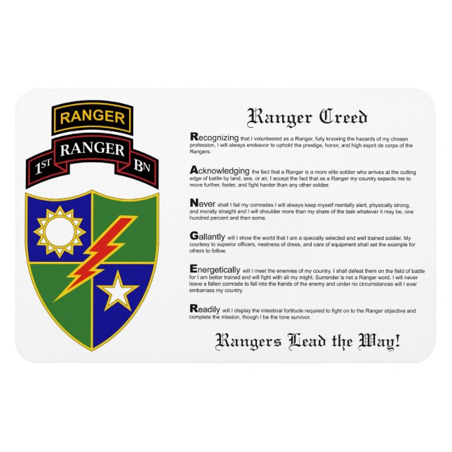 1st Battalion - 75th Ranger w/Tab Magnet 4x6 (Horizontal)