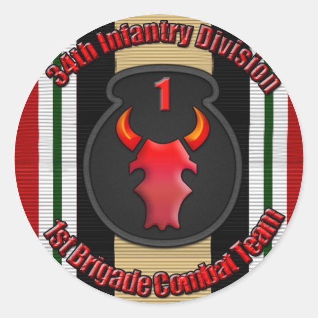 1st BCT 34th ID Classic Round Sticker (Front)