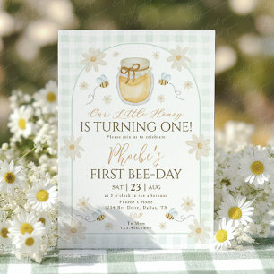1st Bee Day Girls Birthday Honey Daisy Invitation