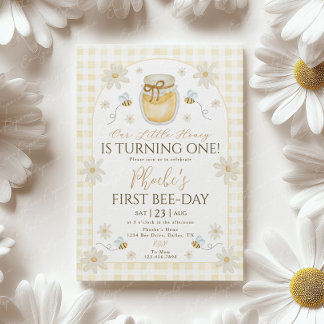 1st Bee Day Girls Birthday Honey Daisy Invitation