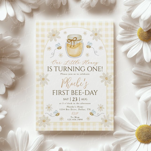 1st Bee Day Girls Birthday Honey Daisy Invitation (Creator Uploaded)