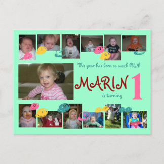 1st birthday 12 months photo postcard