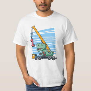 1st Birthday 1 year Mobile Crane Dinosaur T-Shirt