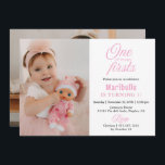 1st Birthday 2 Photo Cute Girl One of Many Firsts Invitation<br><div class="desc">"One of Many Firsts", is the theme of this adorable, pink, 1st birthday party invitation for a girl. The theme, "One of Many Firsts" plays on the fact that the little cutie patutie is one, it's her first birthday, this is her first party, and it is one of many first...</div>