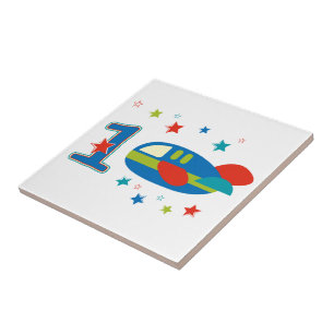 1st Birthday Aeroplane Ceramic Tile