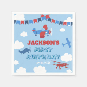 1st Birthday Aeroplane ONE Year Has Flown Sky Clou Napkin