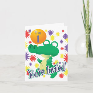 1st Birthday Alligator Card