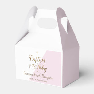1st Birthday and baptism Pink baby Girl Favour Box