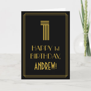 1st Birthday: Art Deco Inspired Look "1" & Name Card