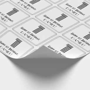 1st Birthday: Art Deco Inspired Style "1" + Name Wrapping Paper