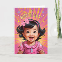 1st Birthday Asian Baby Girl in Pink Comic Book