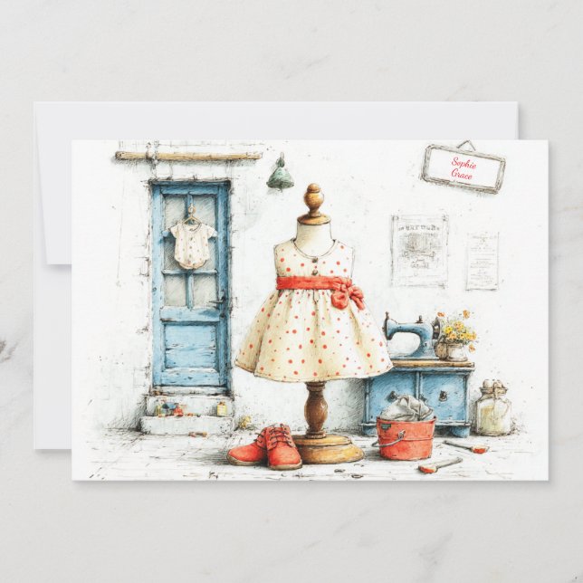 1st Birthday Atelier Black & White Style Invitation (Front)