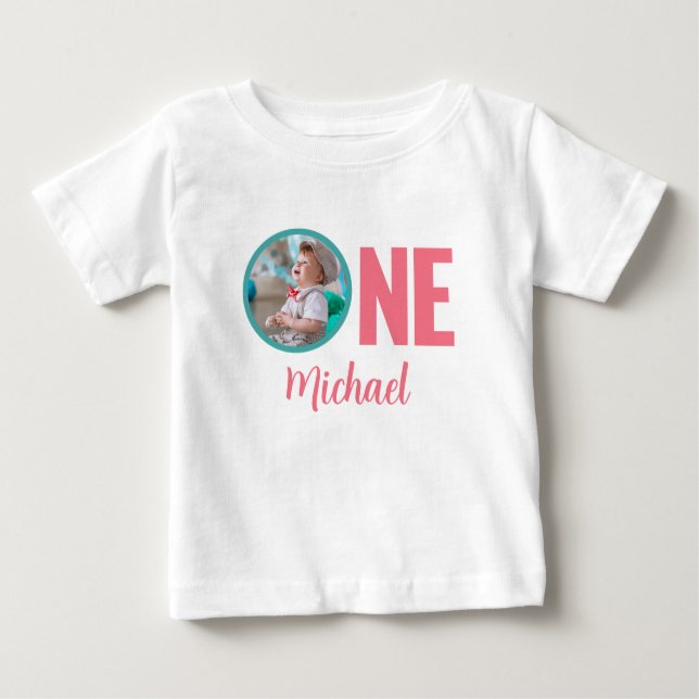 1ST BIRTHDAY BABY CLOTHES CUSTOM PHOTO T-Shirt (Front)