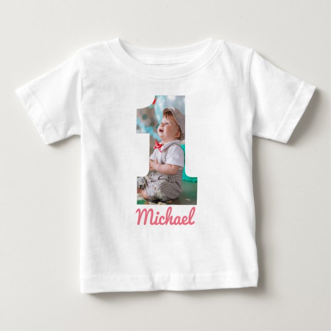 1ST BIRTHDAY BABY CLOTHES CUSTOM PHOTO T-Shirt (Front)