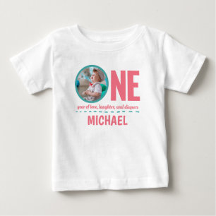 1ST BIRTHDAY BABY CLOTHES CUSTOM PHOTO & TEXT BABY T-Shirt