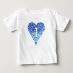 1st Birthday Baby Girl Kids Heart Sparkle Girly  T-Shirt