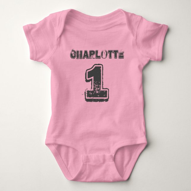 1st Birthday Baby Girl Sport Bodysuit (Front)