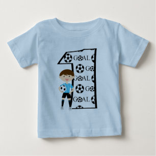 1st Birthday Blue and White Soccer Goal T-Shirt