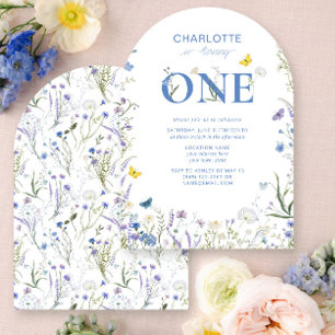 1st Birthday Blue Wildflower Garden Is Turning One Invitation