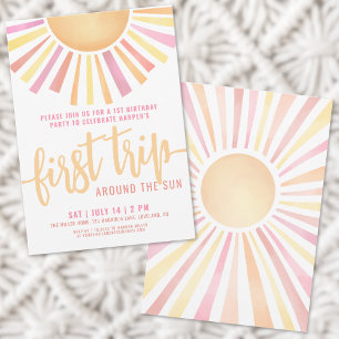 1st Birthday Boho First Trip Around The Sun Invitation