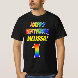 1st Birthday — Bold, Fun, Rainbow 1, Custom Name T-Shirt