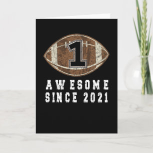 1st Birthday Born In 2021 Football Boy 1 Year Old Card