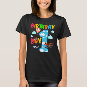 1st Birthday Boy Aeroplane Pilot 1 Years Old Helic T-Shirt