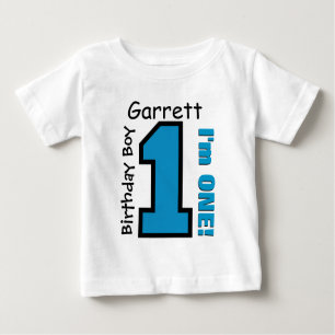 1st Birthday Boy BLUE One Year Custom Name V007A Baby T-Shirt