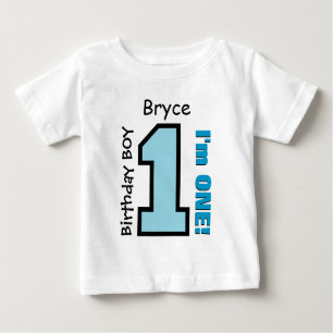 1st Birthday Boy BLUE One Year Custom Name V07G Baby T-Shirt